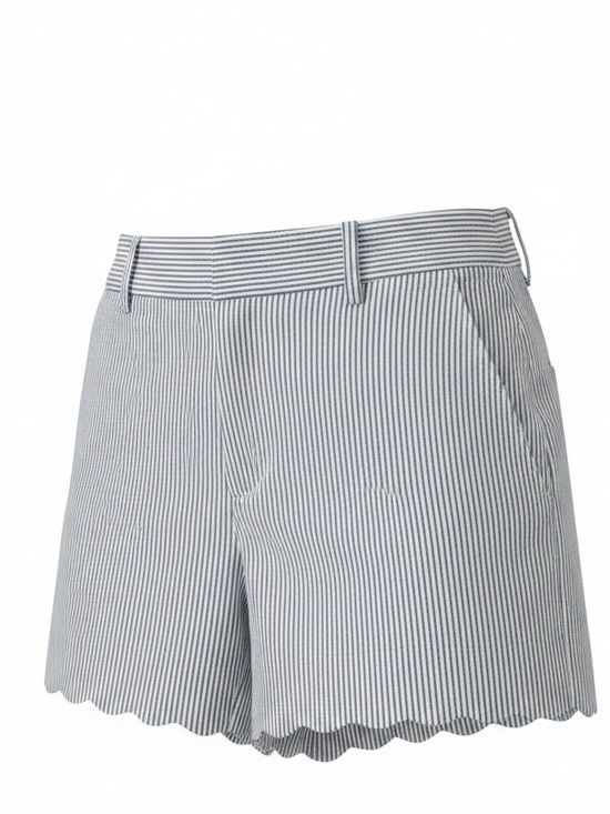 J. Crew Pants - J. Crew White and Blue Striped Scallop-Hem Shorts Size 4 Coastal Preppy